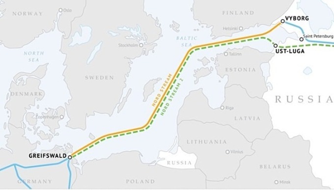 Đường ống Nord Stream 2. Đồ họa: Gazprom.