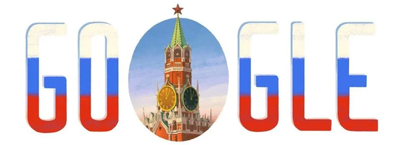 Google Doodle với công trình đặc trưng của Nga nhân Ngày Nga năm 2015 - Ảnh chụp màn hình
