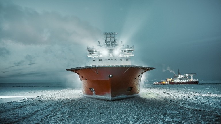 Tàu phá băng Alexander Sannikov của Nga. Ảnh: Gazprom