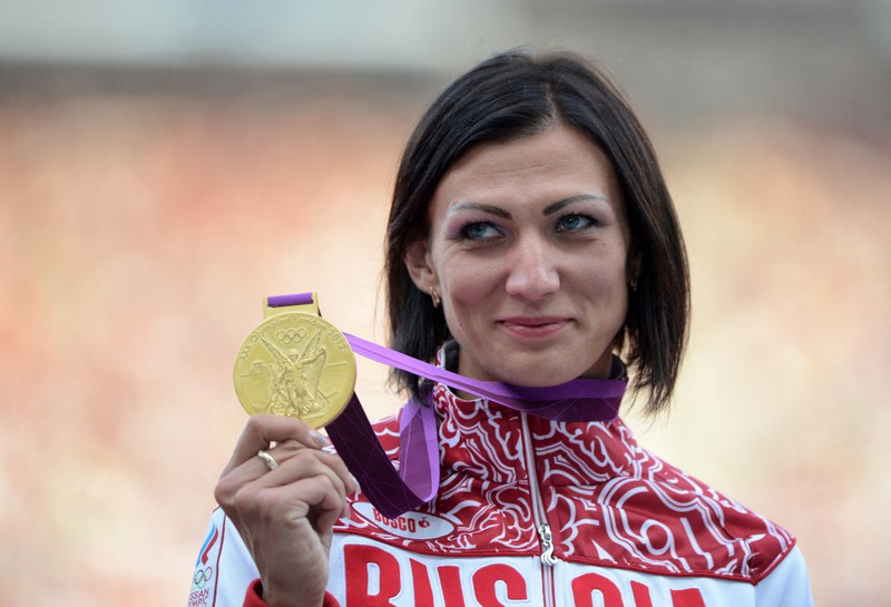 Natalya Antyukh vô địch 400 rào Olympic 2012.   Ảnh: AFP