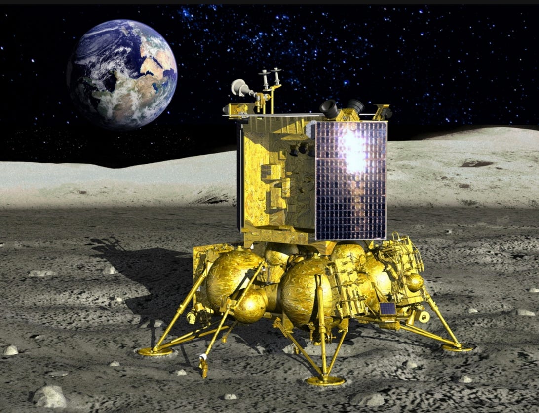 Mô phỏng tổ hợp robot Luna-25 của Nga trên Mặt trăng. Nguồn: NASA. 
