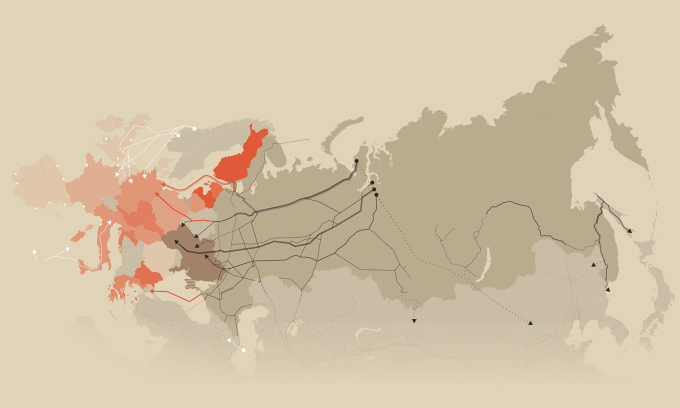 Những đường ống chuyển khí đốt Nga cho châu Âu. 