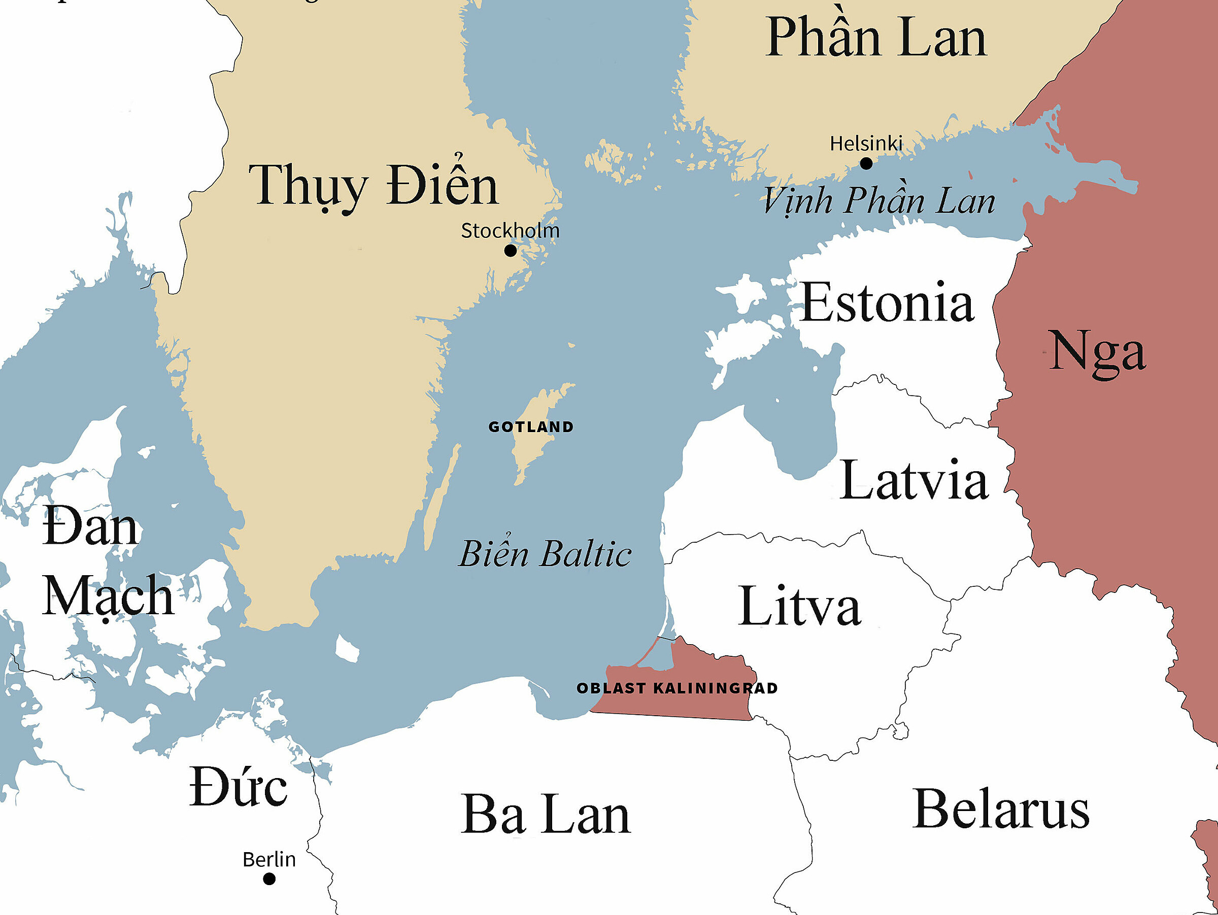 Các quốc gia ven Biển Baltic. Đồ họa: SWP.