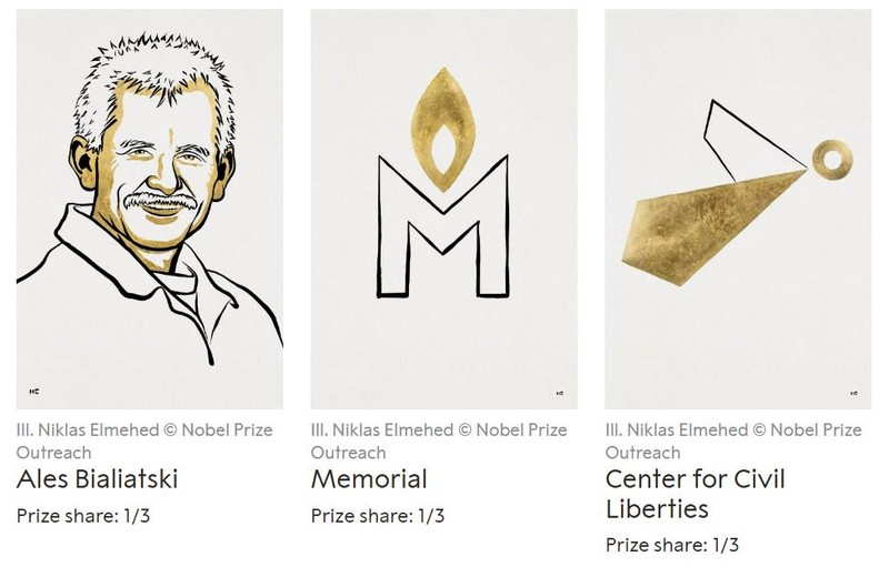 Ảnh minh họa các chủ nhân của Giải Nobel Hòa bình năm 2022. (Nguồn: www.nobelprize.org)